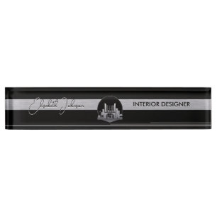 Innenarchitektur oder Architekten-Logo Schwarz und Namensplakette