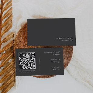 Innenausbau Minimalistisch Grau-Weiß-Qr-Code Visitenkarte