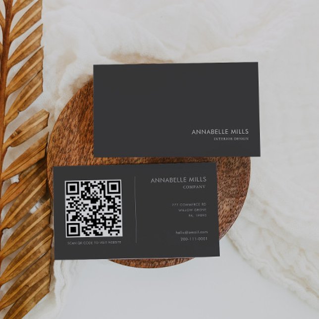 Innenausbau Minimalistisch Grau-Weiß-Qr-Code Visitenkarte (Von Creator hochgeladen)