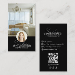 Innenausstatter Foto QR Skript Name Schwarz Visitenkarte