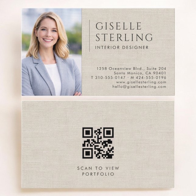 Innenausstatter Leinen Foto QR Code Visitenkarte (Von Creator hochgeladen)