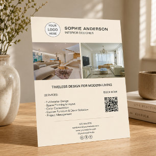 Innenausstatter-Logo-Foto-QR-Cream-Geschäft Flyer