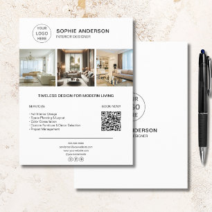 Innenausstatter-Logo-Foto-QR-Weiß-Geschäft Flyer