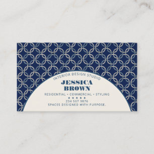 Innenausstatter Navy Geometrisch Modern Elegant Visitenkarte