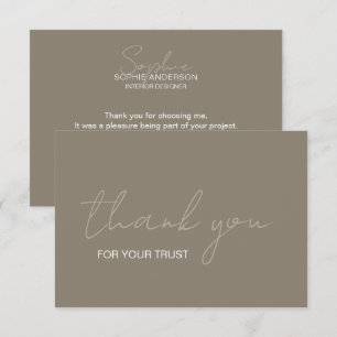 Innenausstatter Schriftname Taupe Dankeskarte