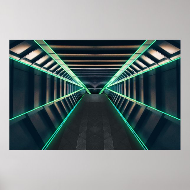 Innenbereich eines Sci-Fi-Spaceship-Korridors Poster (Vorne)