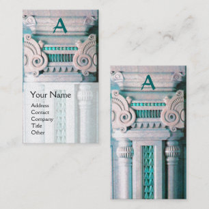 INNENDESIGNER, ARCHITEKTUR Monogramm Aquamarin wei Visitenkarte