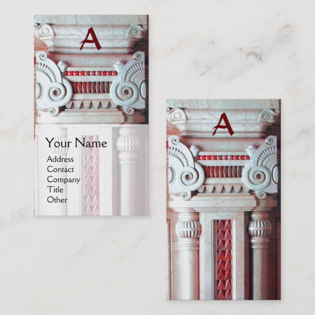 INNENDESIGNER, ARCHITEKTUR Monogramm Rot Weiß Visitenkarte (Vorne/Hinten)