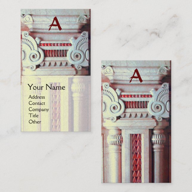 INNENDESIGNER, ARCHITEKTUR Monogramm Rot Weiß Visitenkarte (Vorne/Hinten)