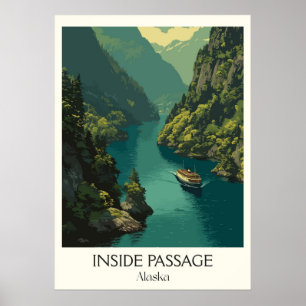 Innenfahrt Alaska-Fjordboot Poster