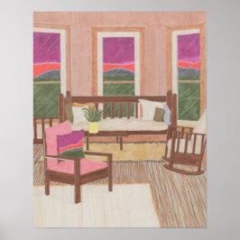 Innengestaltung in Lila und rosa Poster