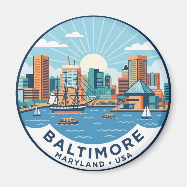 Innenhafen, Baltimore USA Magnet (Vorne)