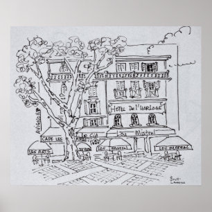 Innenhof-Café Hotel del'Horloge, Avignon Poster