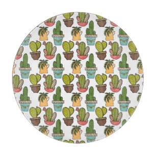 Innenkakteen und Sukkulente im Rohrmuster Schneidebrett