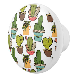 Innenkaktus u. Succulents im Topf-Muster Keramikknauf