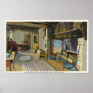 Innenküchen-Ansicht des Hauses Johns Alden Poster