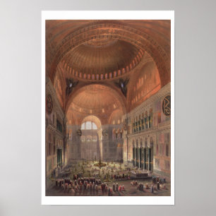 Innenraum der Haghia Sophia, Konstantinopel, veröf Poster