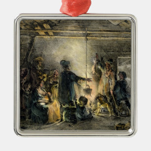 Innenraum der Hütte eines Grubenarbeiters Silbernes Ornament