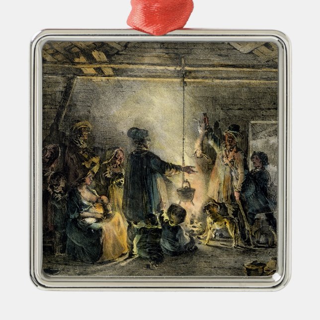 Innenraum der Hütte eines Grubenarbeiters Silbernes Ornament (Vorne)