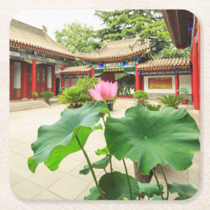 Innenraum der Pagode in China Rechteckiger Pappuntersetzer