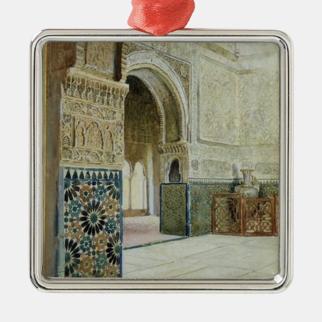 Innenraum des Alhambras, Granada (w/c) Silbernes Ornament (Vorne)