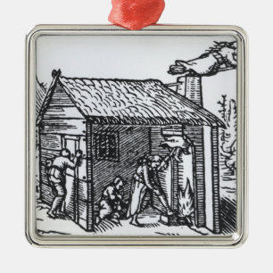 Innenraum des Hauses einer Hexe, 1579 Silbernes Ornament