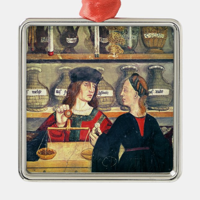 Innenraum einer Apotheke Silbernes Ornament (Vorne)