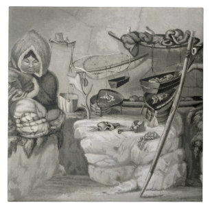 Innenraum einer Eskimoschnee-Hütte, Winter-Insel Fliese