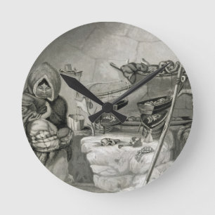 Innenraum einer Eskimoschnee-Hütte, Winter-Insel Runde Wanduhr