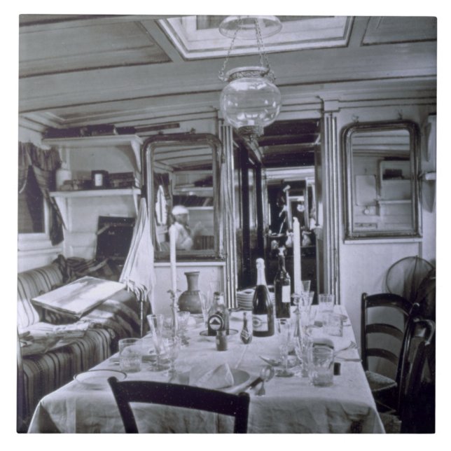 Innenraum eines Nil-Bootes (b&w Foto) Fliese (Vorderseite)