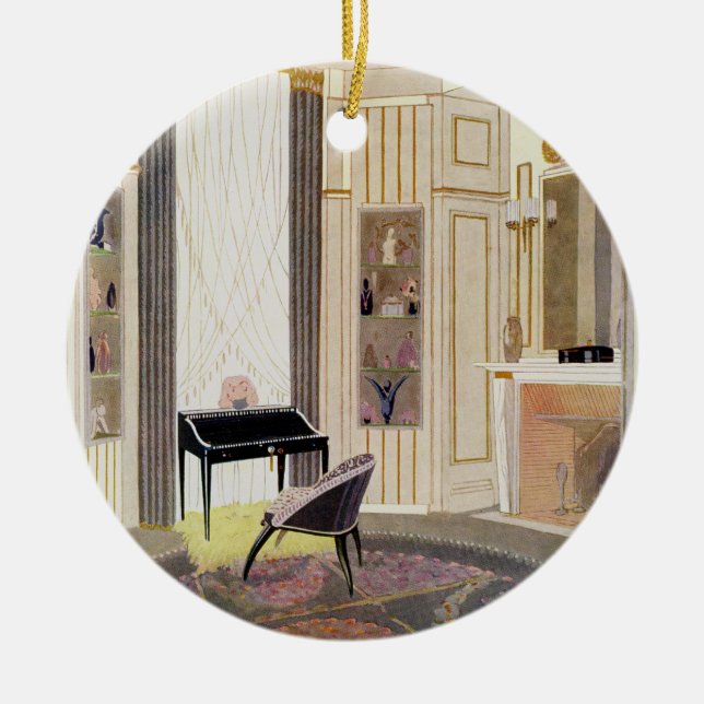 Innenraum mit Möbeln entwarf durch Ruhlmann, von Keramikornament (Vorne)