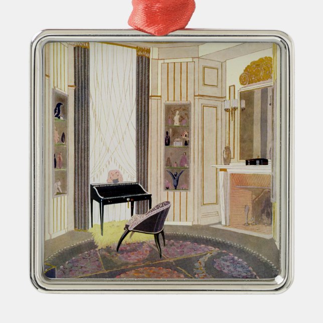 Innenraum mit Möbeln entwarf durch Ruhlmann, von Silbernes Ornament (Vorne)