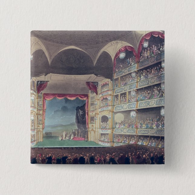 Innenraum von Drury Weg-Theater, 1808 Button (Vorderseite)