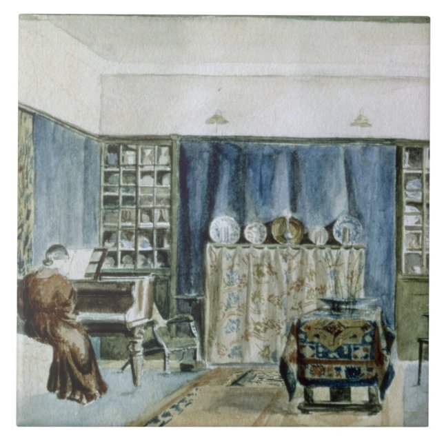 Innenraum von Kelmscott Landsitz (w/c auf Papier) Fliese (Vorderseite)