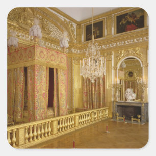 Innenraum von Schlafzimmer Louis XIV, 1701-23 Quadratischer Aufkleber