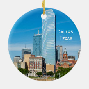 Innenstadt Dallas, Texas und Bluebonnets Keramik Ornament