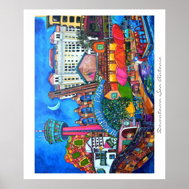 Innenstadt San Antonio Montage Zwei Print Poster (Vorne)