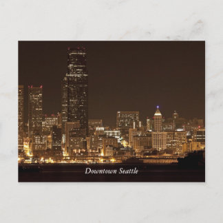 Innenstadt Seattle am Abend Postkarte
