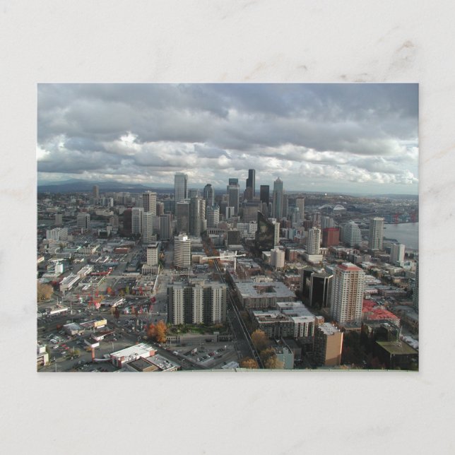 Innenstadt Seattle Cloudy Day Postkarten (Vorderseite)