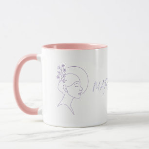 Inner Bloom – Frauenprofil in Ein-Linien-Zeichnung Tasse