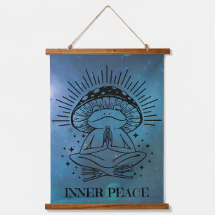 Inner Peace Yoga Frogs Wandteppich Mit Holzrahmen
