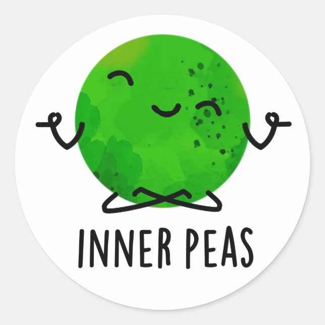 Inner Peas Funny Meditating Pea Pub Runder Aufkleber (Vorderseite)