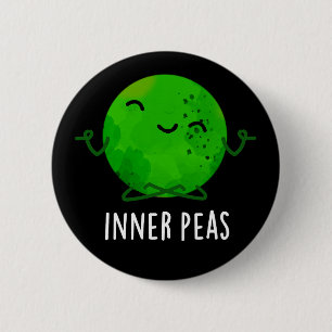 Inner Peas Funny Meditation Pea Pun Dark BG Button