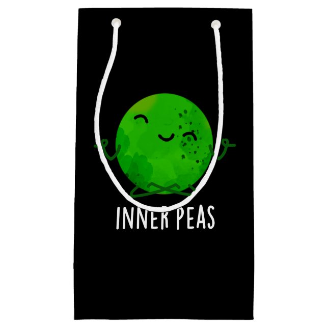 Inner Peas Funny Meditation Pea Pun Dark BG Kleine Geschenktüte (Vorderseite)