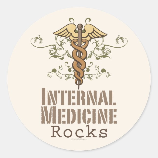 Innere Medizin Rocks Caduceus Aufkleber (Vorderseite)
