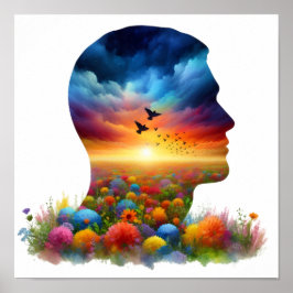 Innere Reise - Lebendige Sonnenuntergangs-Wildblum Poster