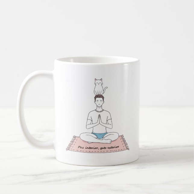 Innere Ruhe, äußere Katze Kaffeetasse (Links)