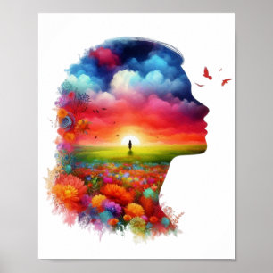 Innere Ruhe: Lebendige Sonnenuntergang- und Wildbl Poster