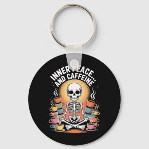 Innere Ruhe und Koffein Skelett Yoga Design _3 Schlüsselanhänger