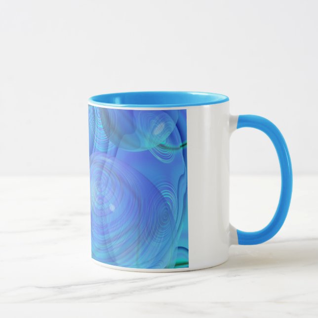 Innerer Fluss VI - Aqua u. Azurblau-Galaxie Tasse (Rechts)